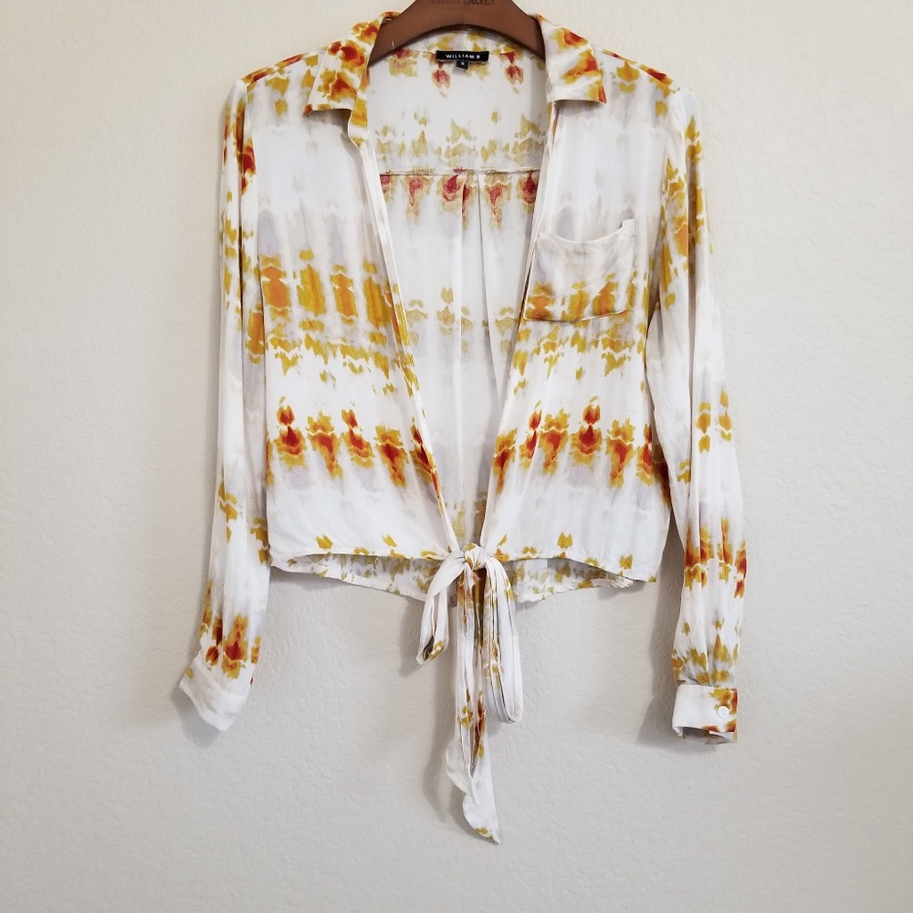 William B Tie Front Blouse Top Small